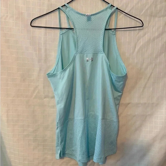 Under Armor Women's Size XS Heat Gear Tank Top Aqua Teal Blue Racerback - Picture 3 of 3